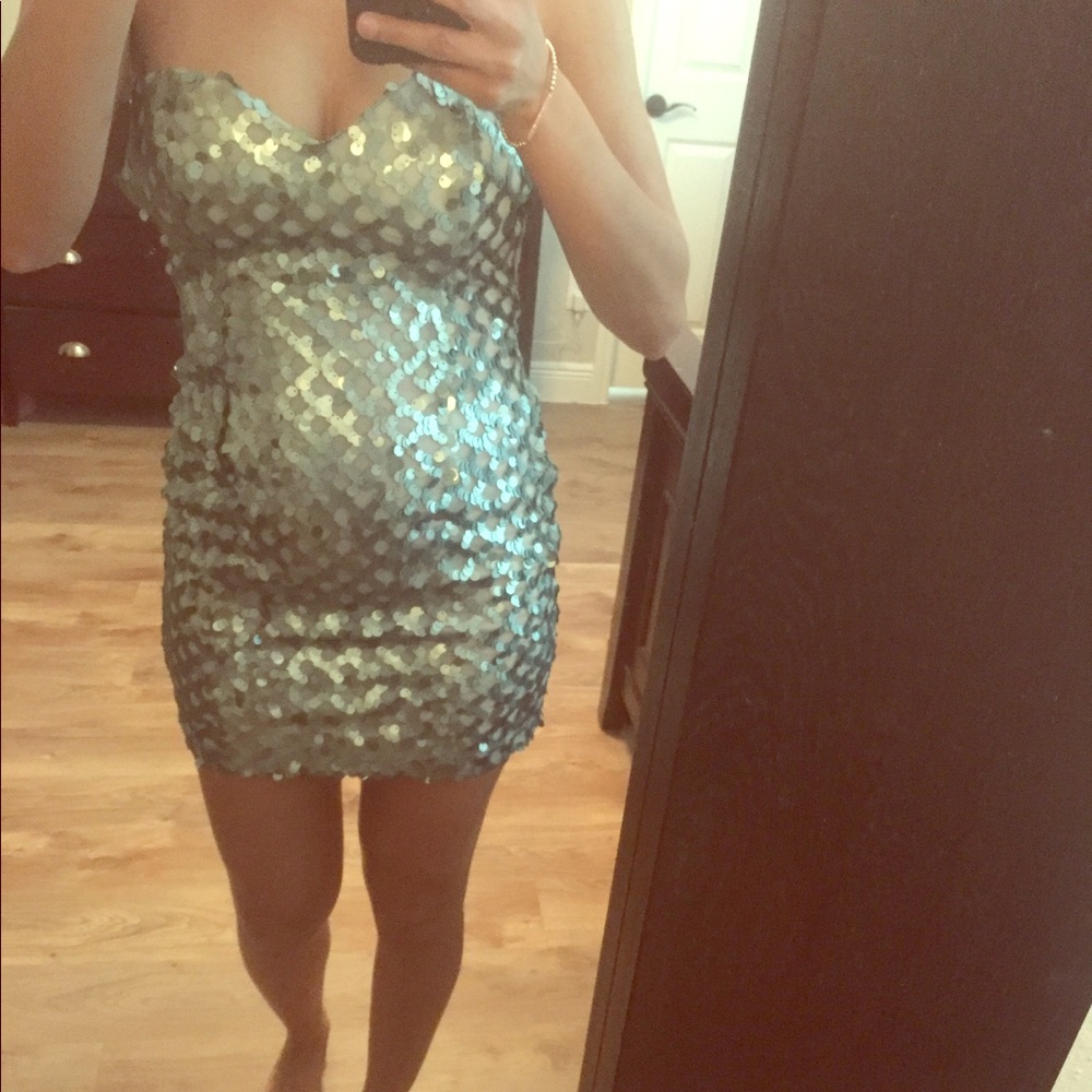 Trixxi Mini Dress - Mermaid Green Sequin